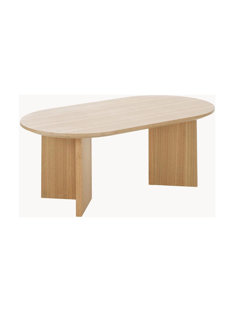 Ovale salontafel Toni van hout, MDF met gelakt essenhoutfineer, Essenhout, B 100 x D 55 cm