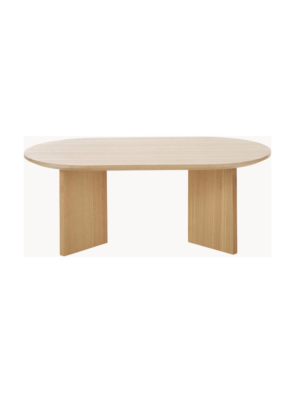 Ovaler Holz-Couchtisch Toni, Mitteldichte Holzfaserplatte (MDF) mit Eschenholzfurnier, lackiert, Eschenholz, B 100 x T 55 cm