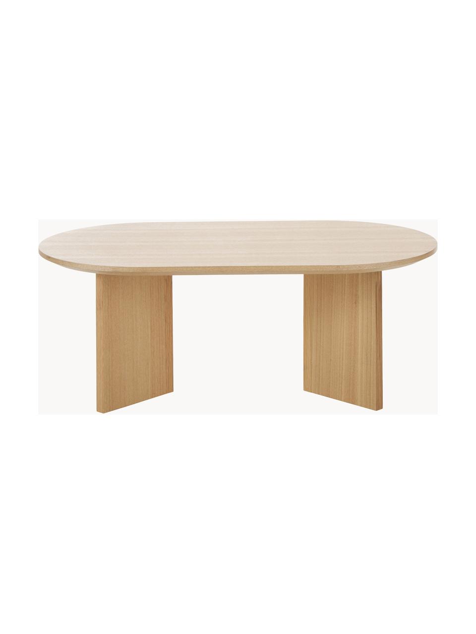 Tavolino ovale in legno Toni, Pannello di fibra a media densità (MDF) con finitura in frassino, verniciato, Legno di frassino, Larg. 100 x Prof. 35 cm