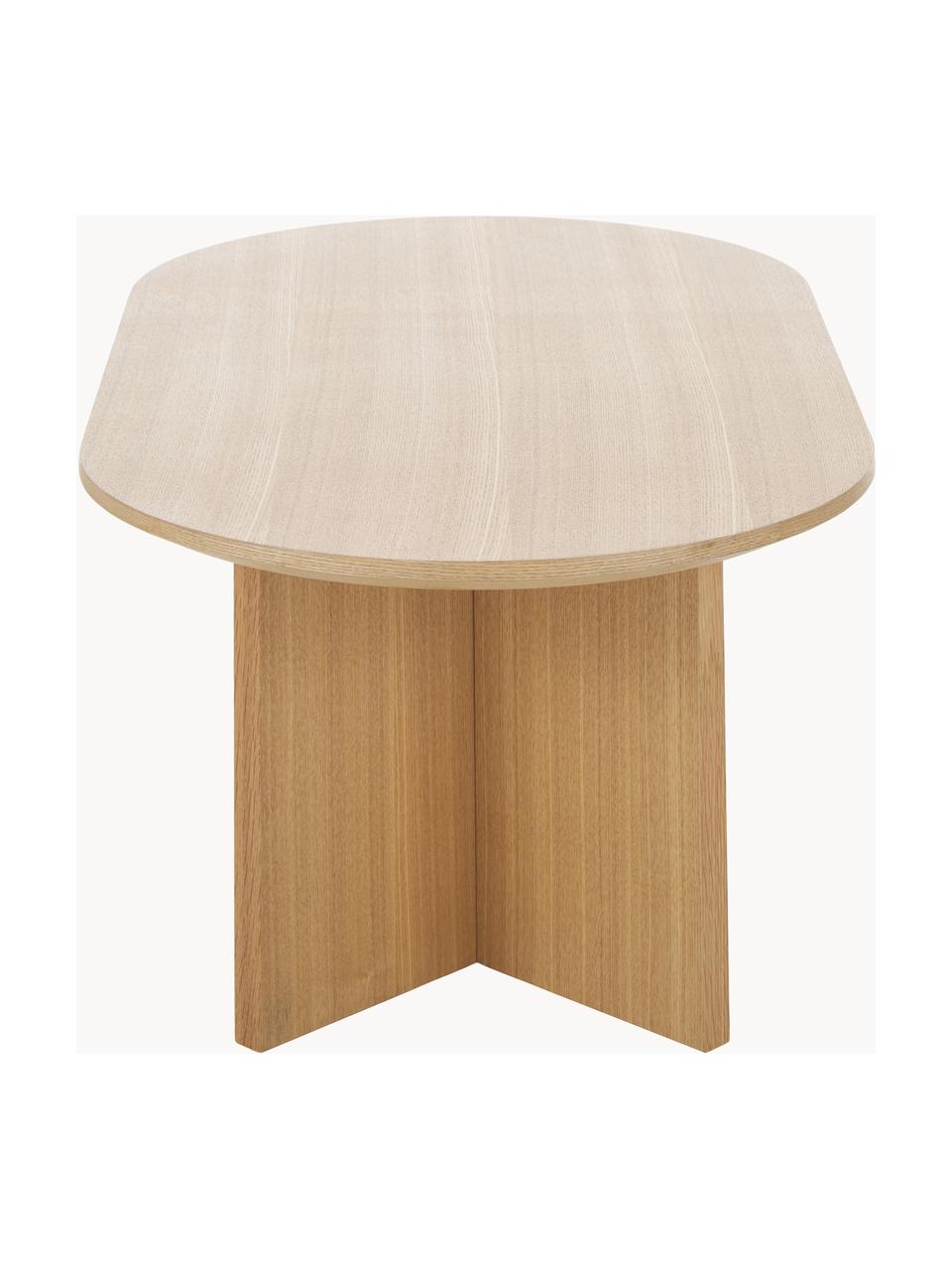 Ovale salontafel Toni van hout, MDF met gelakt essenhoutfineer, Essenhout, B 100 x D 55 cm