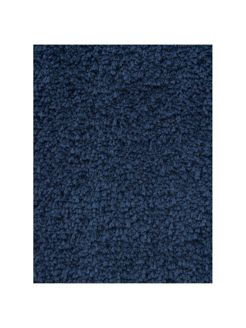 Pluizig rond hoogpolig vloerkleed Leighton, Bovenzijde: microvezels (100% polyest, Onderzijde: 70% polyester, 30% katoen, Donkerblauw, Ø 120 cm (maat S)