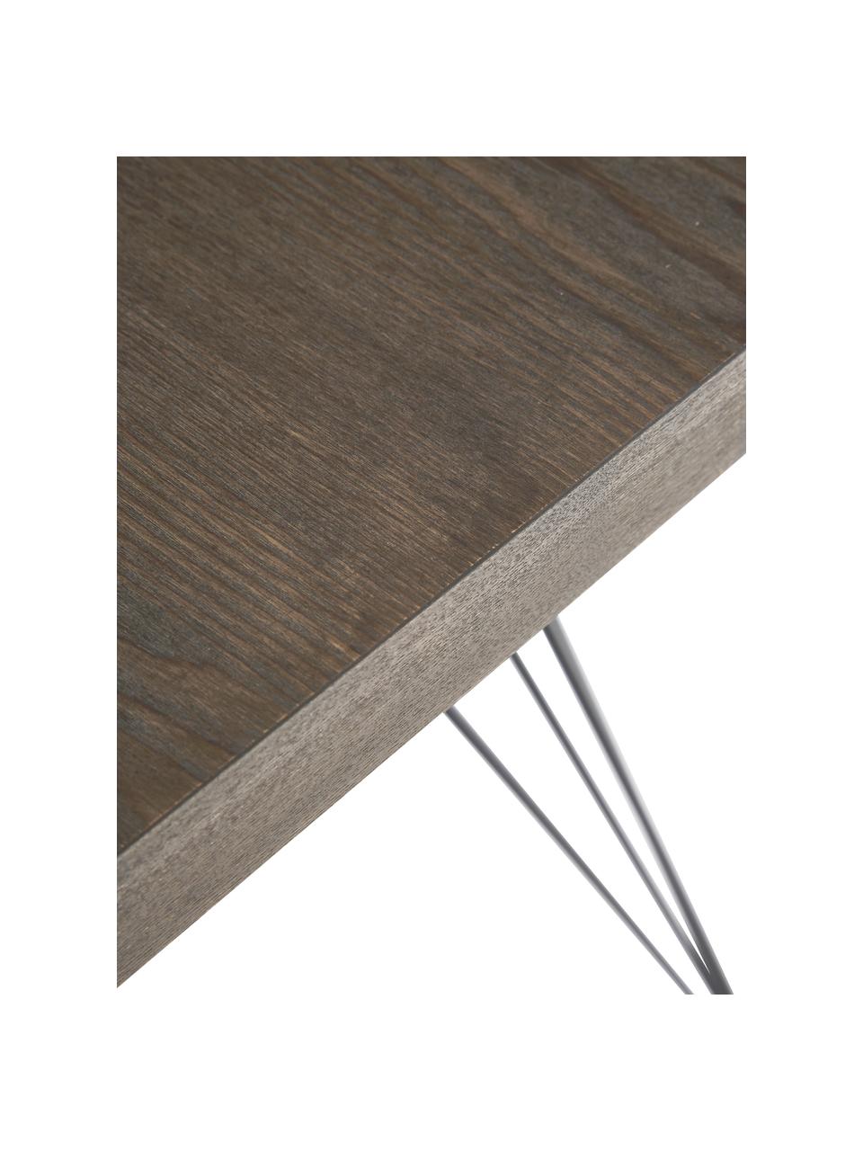 Malý jídelní stůl s kovovými nohami Wolcott, Dýha z pravého dřeva