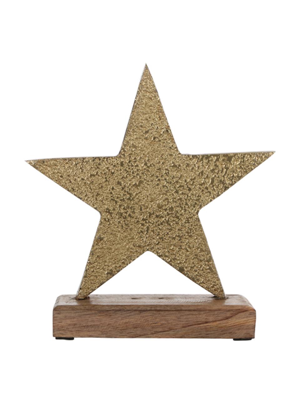 Decoratief object Star, Voetstuk: hout, Messingkleurig, B 19 x H 21 cm