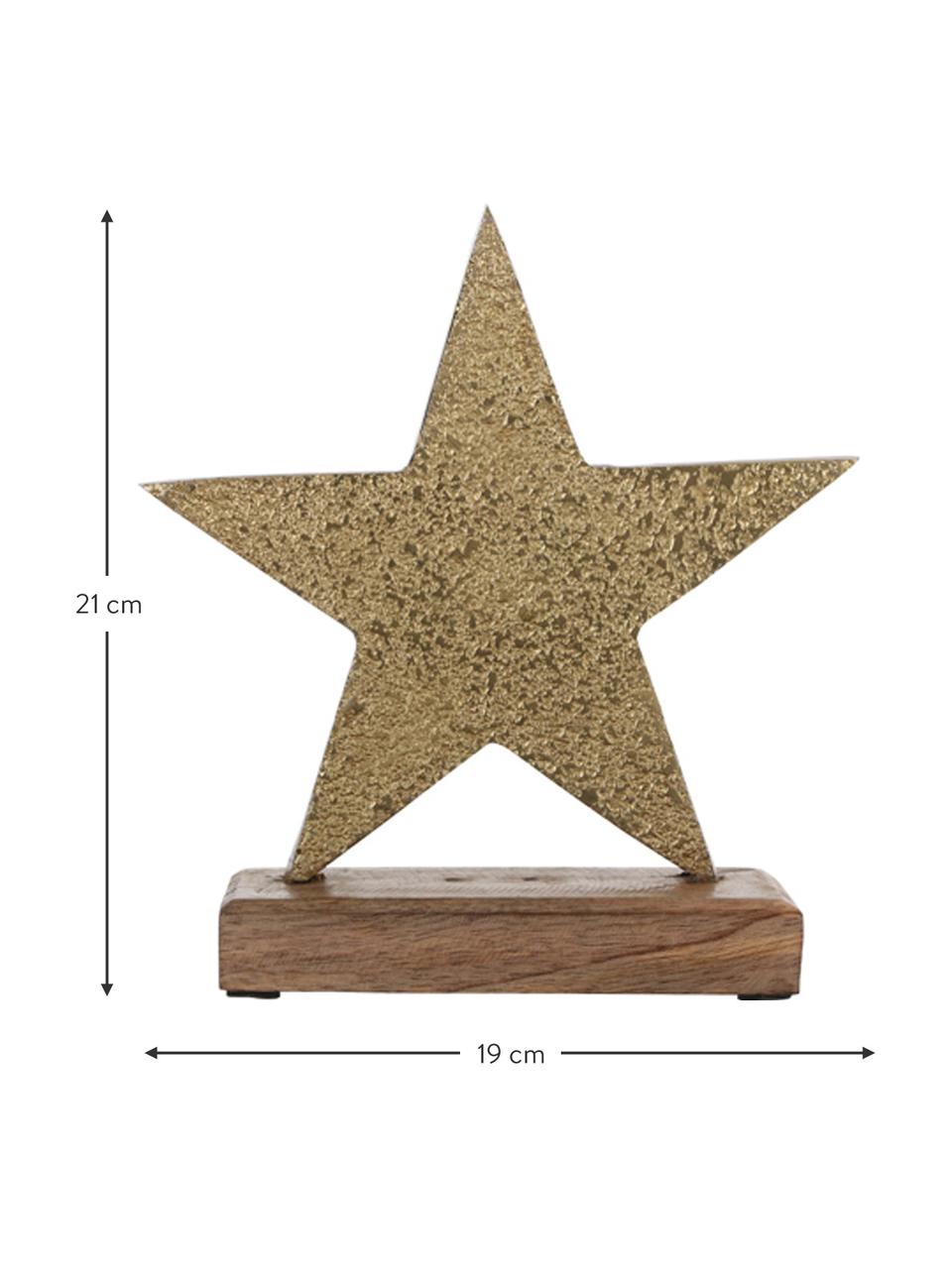 Decoratief object Star, Voetstuk: hout, Messingkleurig, B 19 x H 21 cm