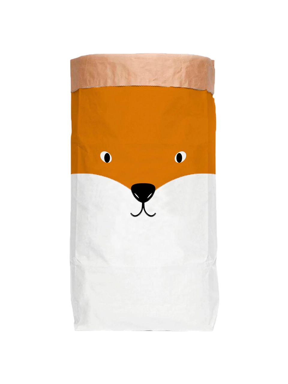 Aufbewahrungstüte Fox, Recyceltes Papier, Weiss, Orange, B 60 x H 90 cm