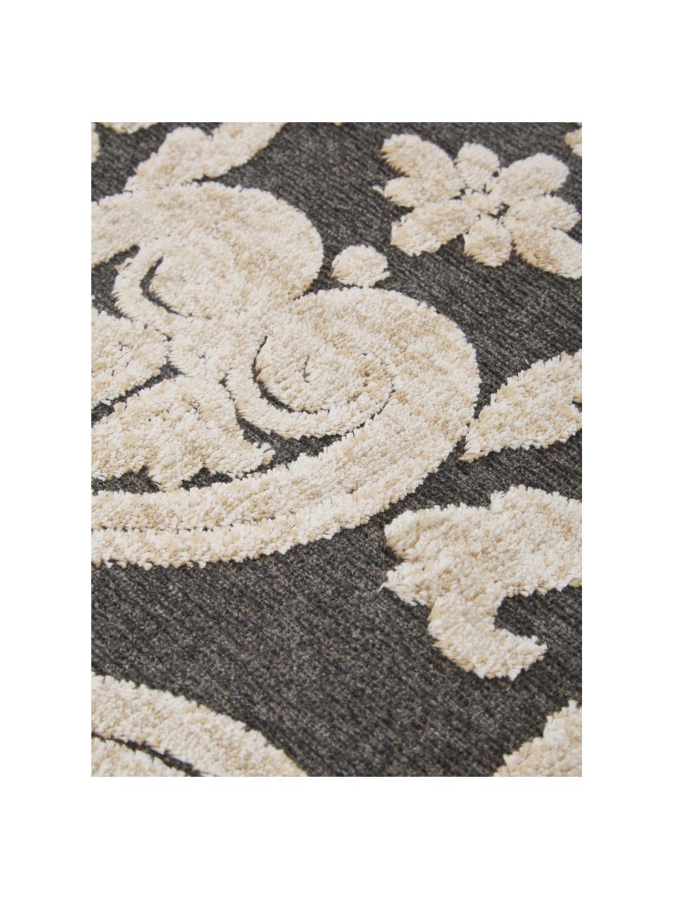 Vintage koberec z viskózy s reliéfnym efektom Marigot, Sivá, krémová