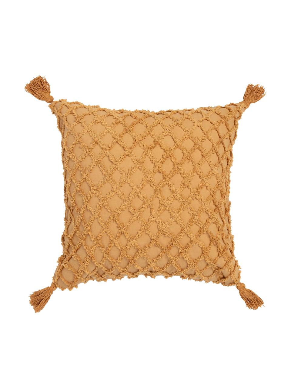 Poszewka na poduszkę z chwostami Royal, 100% bawełna, Żółty, S 45 x D 45 cm