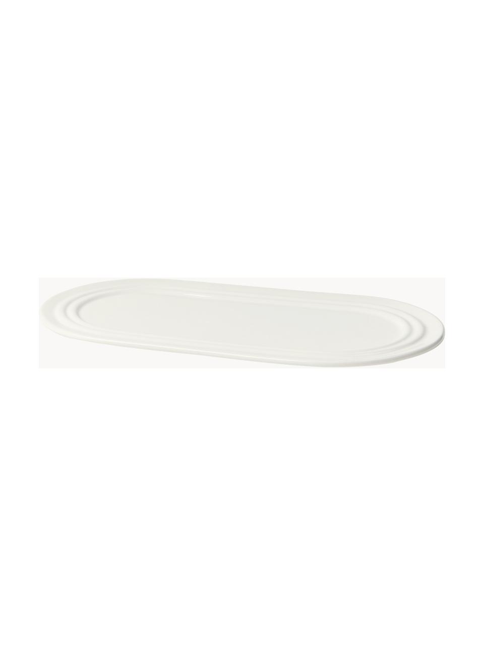 Ručně vyrobený servírovací talíř Stevns, Glazovaná kamenina, Tlumeně bílá, lesklá, Š 28 cm, V 15 cm