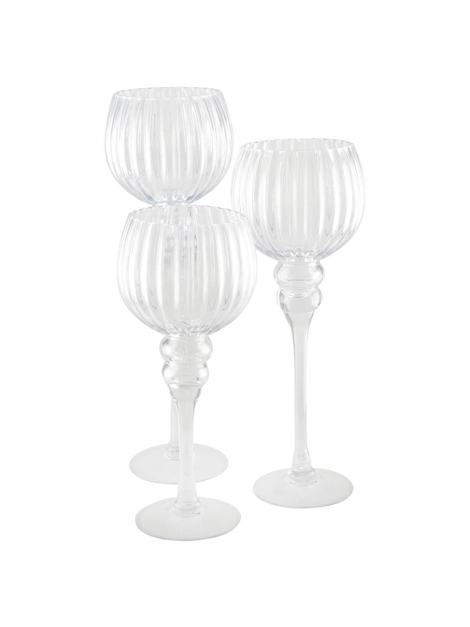 Teelichthalter-Set Glow, 3-tlg., Glas, Transparent, Set mit verschiedenen Grössen