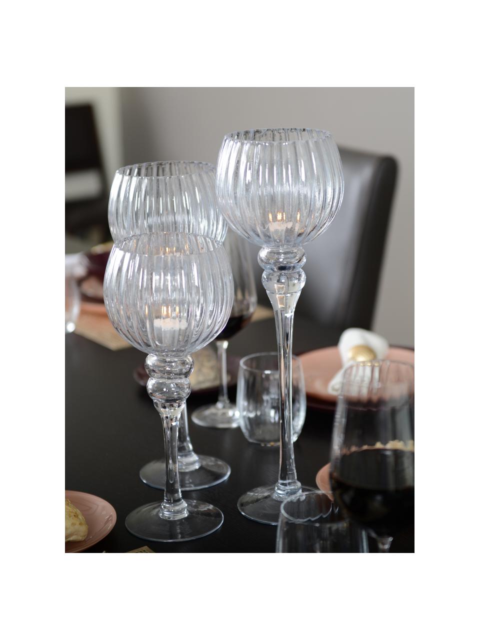 Teelichthalter-Set Glow, 3-tlg., Glas, Transparent, Sondergrößen