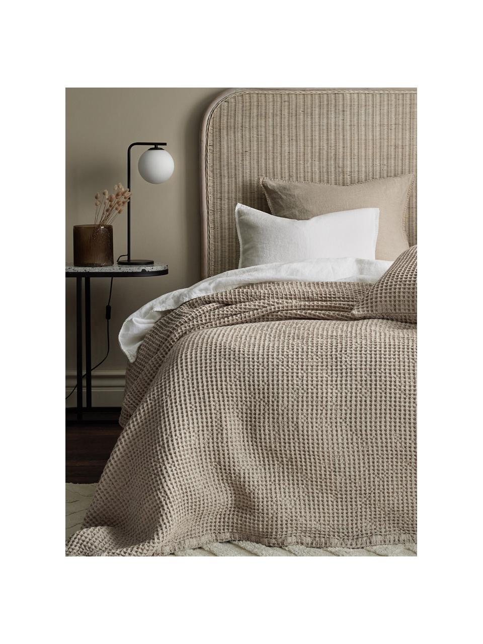 Couvre-lit en coton gaufré Lois, 100 % coton, Beige, larg. 180 x long. 260 cm (pour lits jusqu'à 140 x 200 cm)