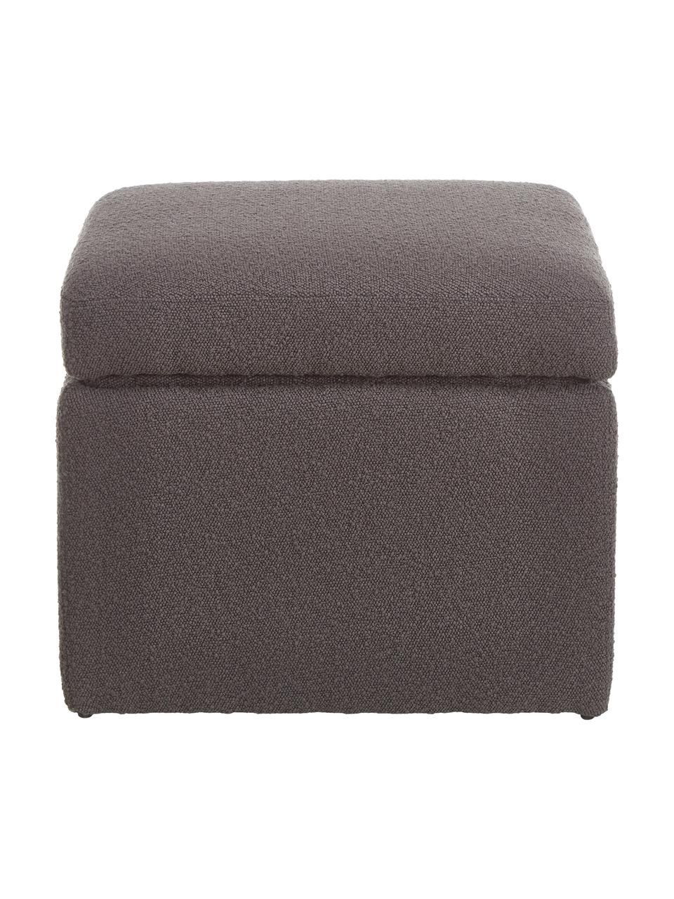 Pouf coffre gris Winou, Tissu bouclé gris