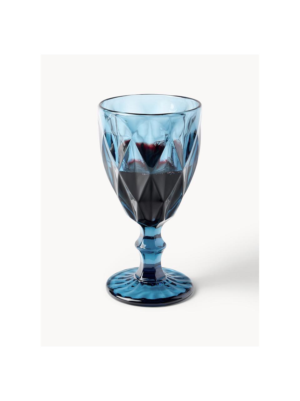 Sada sklenic na víno se strukturálním vzorem Colorado, 4 díly, Sklo, Modrá, fialovorůžová, šedá, zelená, Ø 9 cm, V 17 cm, 320 ml