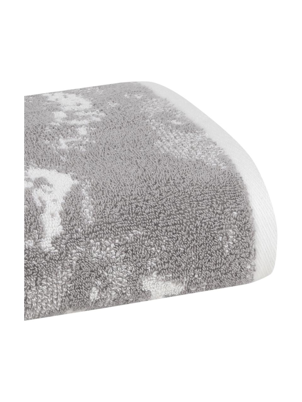 Handdoek Malin in verschillende formaten, met marmer print, Grijs, crèmewit, Douchehanddoek, B 70 x L 140 cm