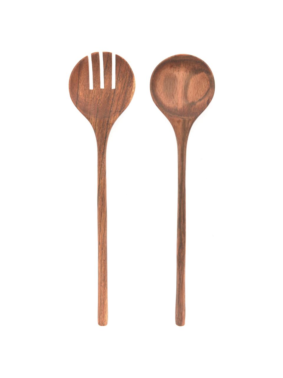 Saladebestekken Yanila van acaciahout, set van 2, Geolied acaciahout, Acaciahout, L 30 cm