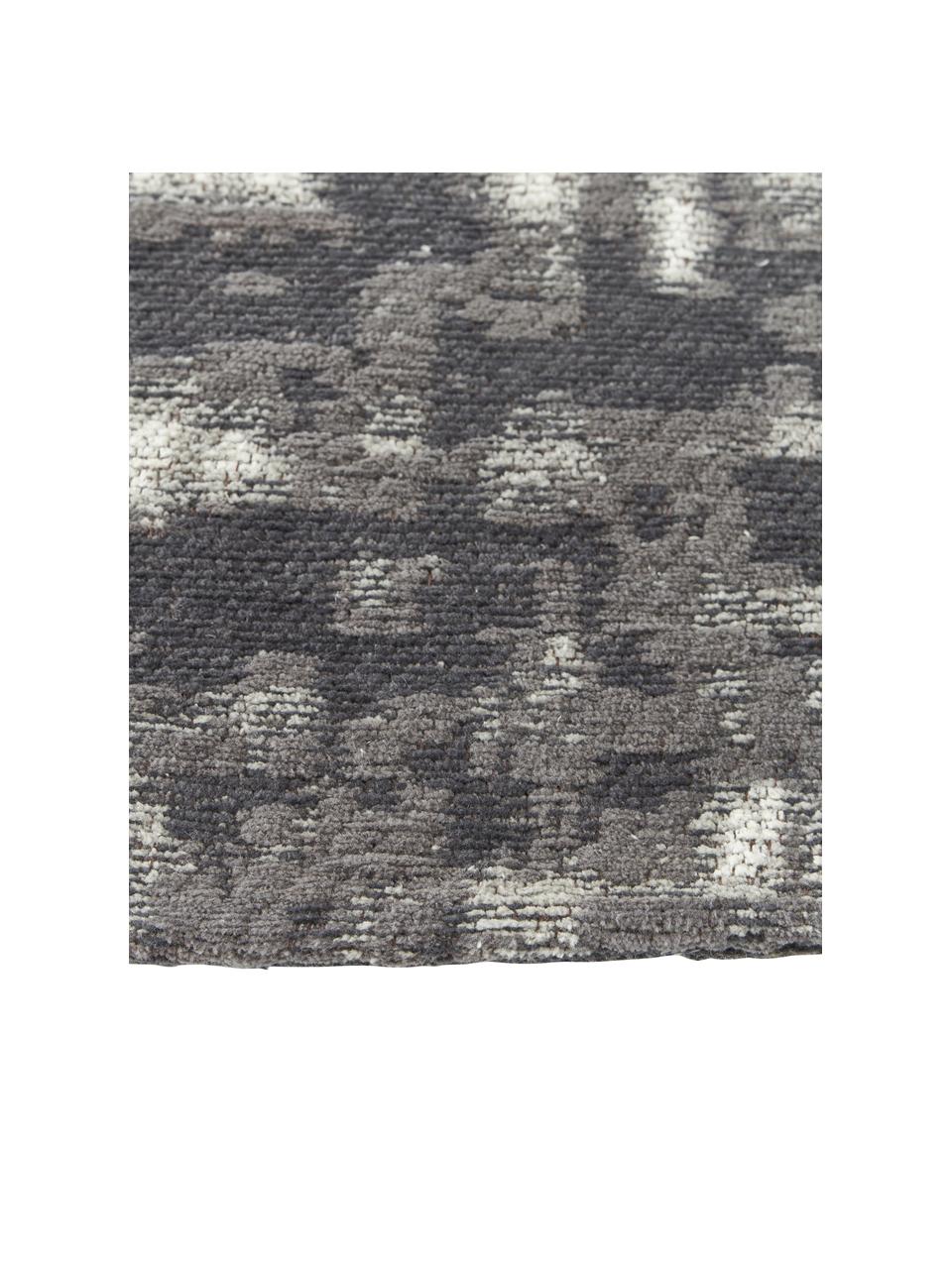 Tappeto rotondo vintage in cotone tessuto a mano Luise, Retro: 100% cotone, Tonalità grigie e bianche, Ø 120 cm (taglia S)