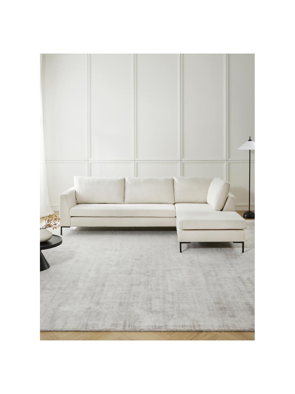Hoekbank Luna, Bekleding: 100% polyester Met 35.000, Frame: massief beukenhout, Poten: gegalvaniseerd metaal, Geweven stof crèmewit, B 280 x D 184 cm, hoekdeel rechts