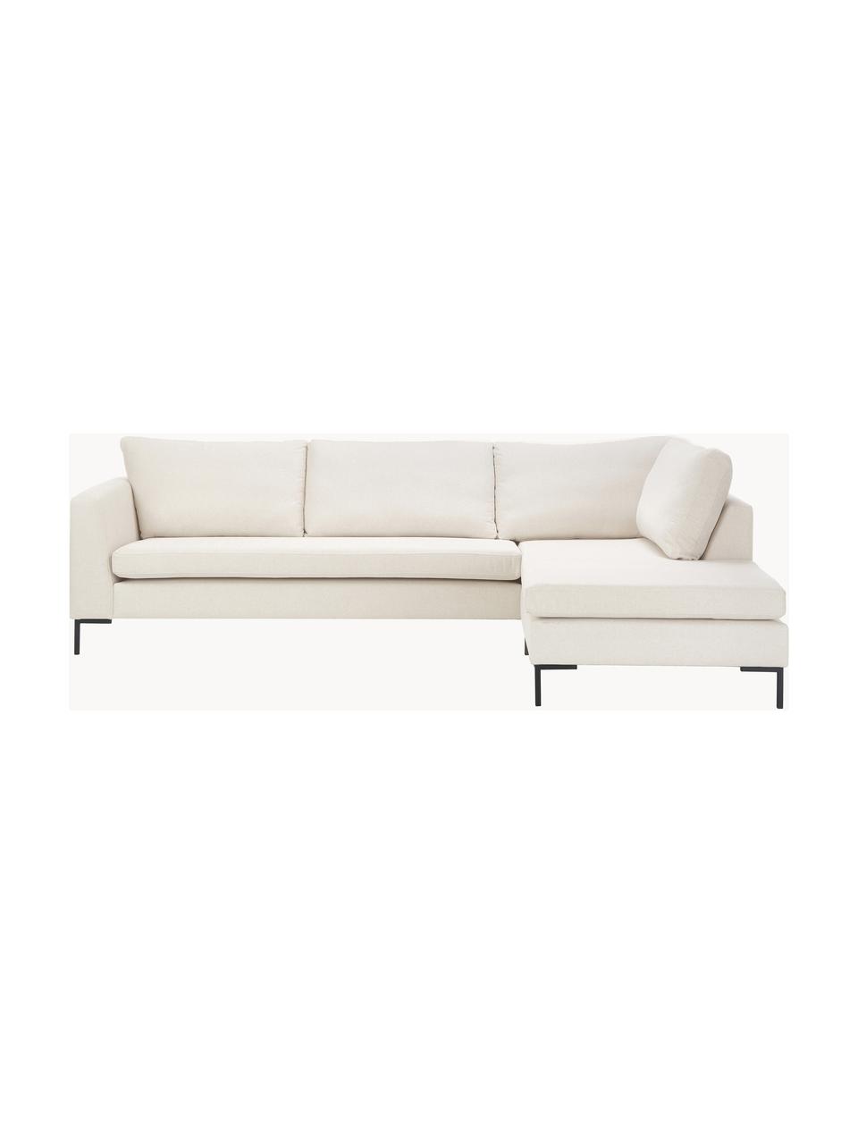 Ecksofa Luna, Bezug: 100% Polyester Der hochwe, Gestell: Massives Buchenholz, Webstoff Cremeweiss, B 280 x T 184 cm, Eckteil rechts