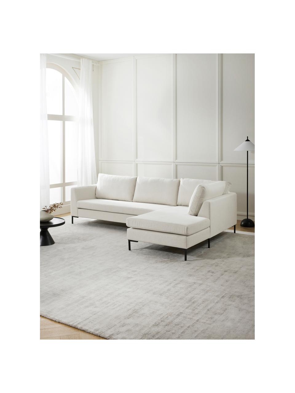 Canapé d'angle Luna, Tissu blanc crème, larg. 280 x prof. 184 cm, méridienne à droite