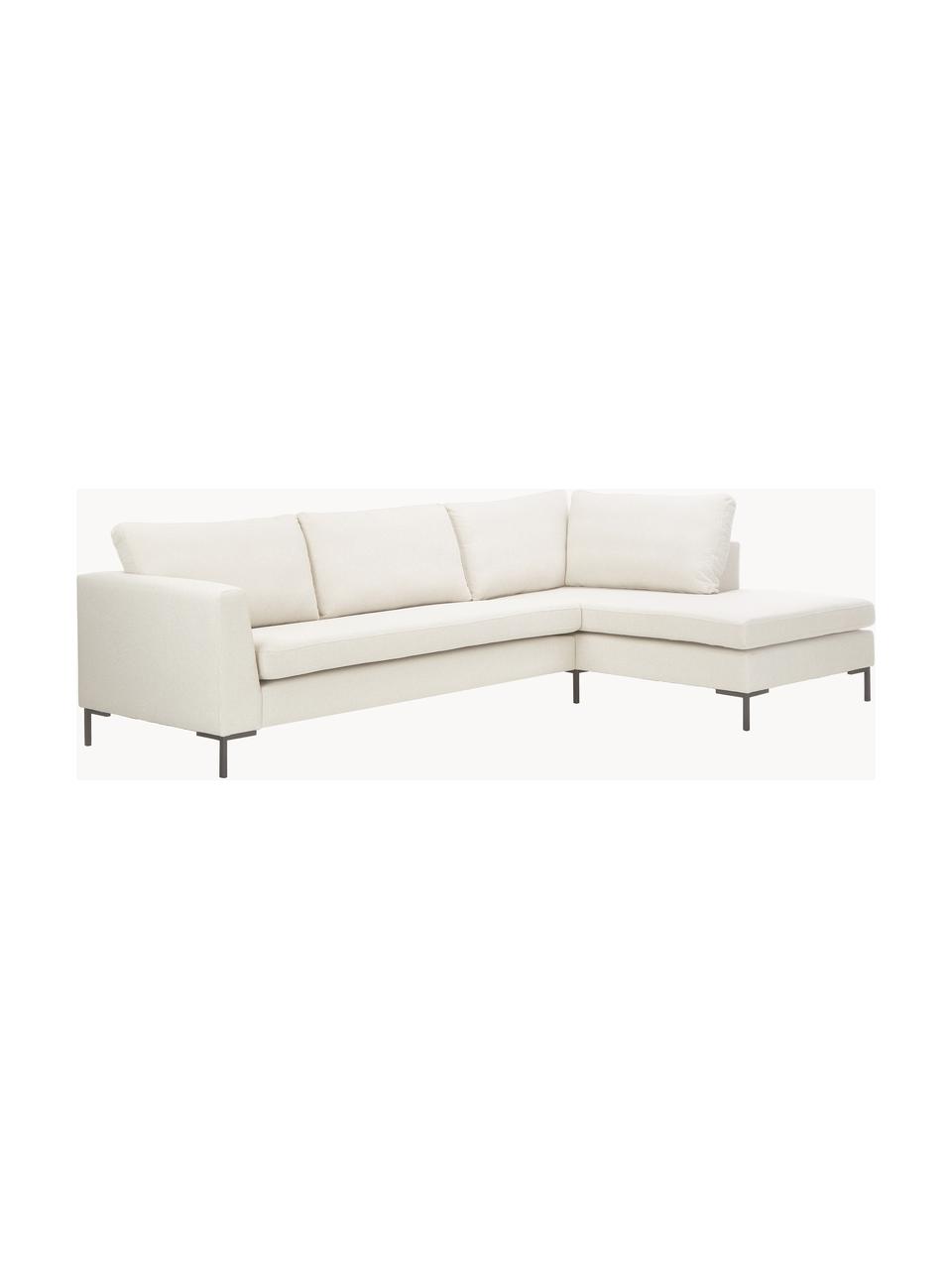 Ecksofa Luna, Bezug: 100 % Polyester Der strap, Gestell: Massives Buchenholz, Schi, Webstoff Off White, B 280 x T 184 cm, Eckteil rechts