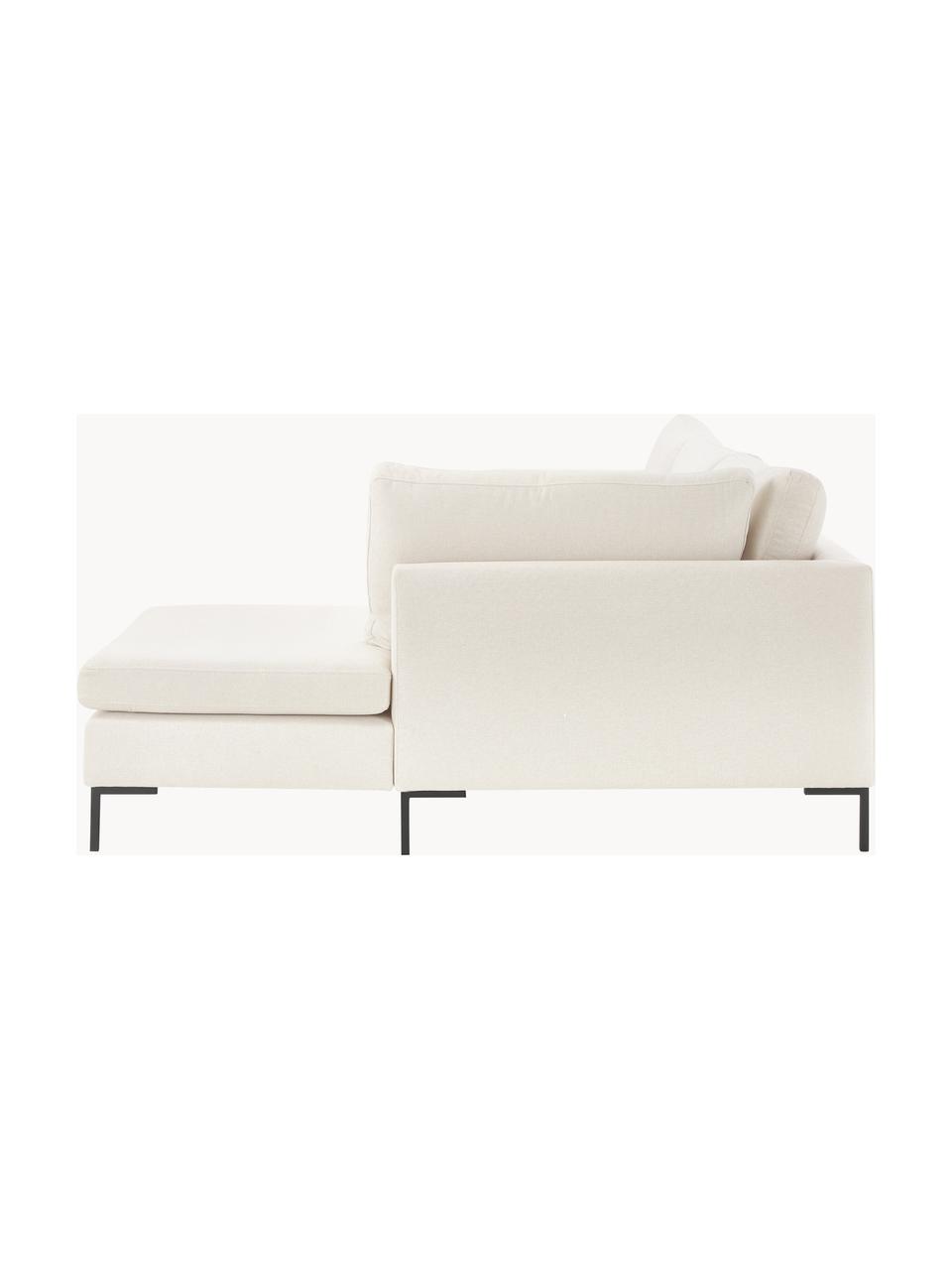 Divano angolare Luna, Rivestimento: 100% poliestere Il rivest, Struttura: legno massiccio di faggio, Piedini: metallo zincato Il materi, Tessuto bianco latte, Larg. 280 x Prof. 184 cm, chaise-longue a destra