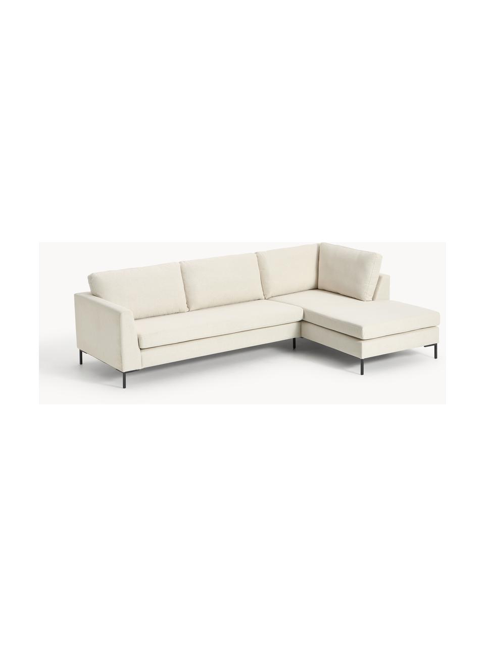 Ecksofa Luna, Bezug: 100 % Polyester Der strap, Gestell: Massives Buchenholz, Schi, Webstoff Off White, B 280 x T 184 cm, Eckteil rechts