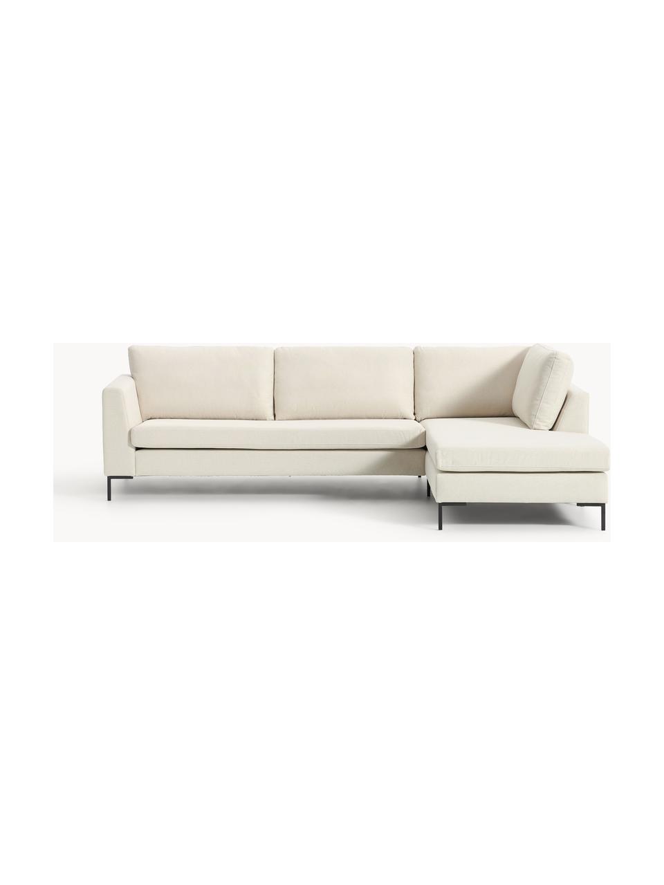 Ecksofa Luna, Bezug: 100 % Polyester Der strap, Gestell: Massives Buchenholz, Schi, Webstoff Off White, B 280 x T 184 cm, Eckteil rechts