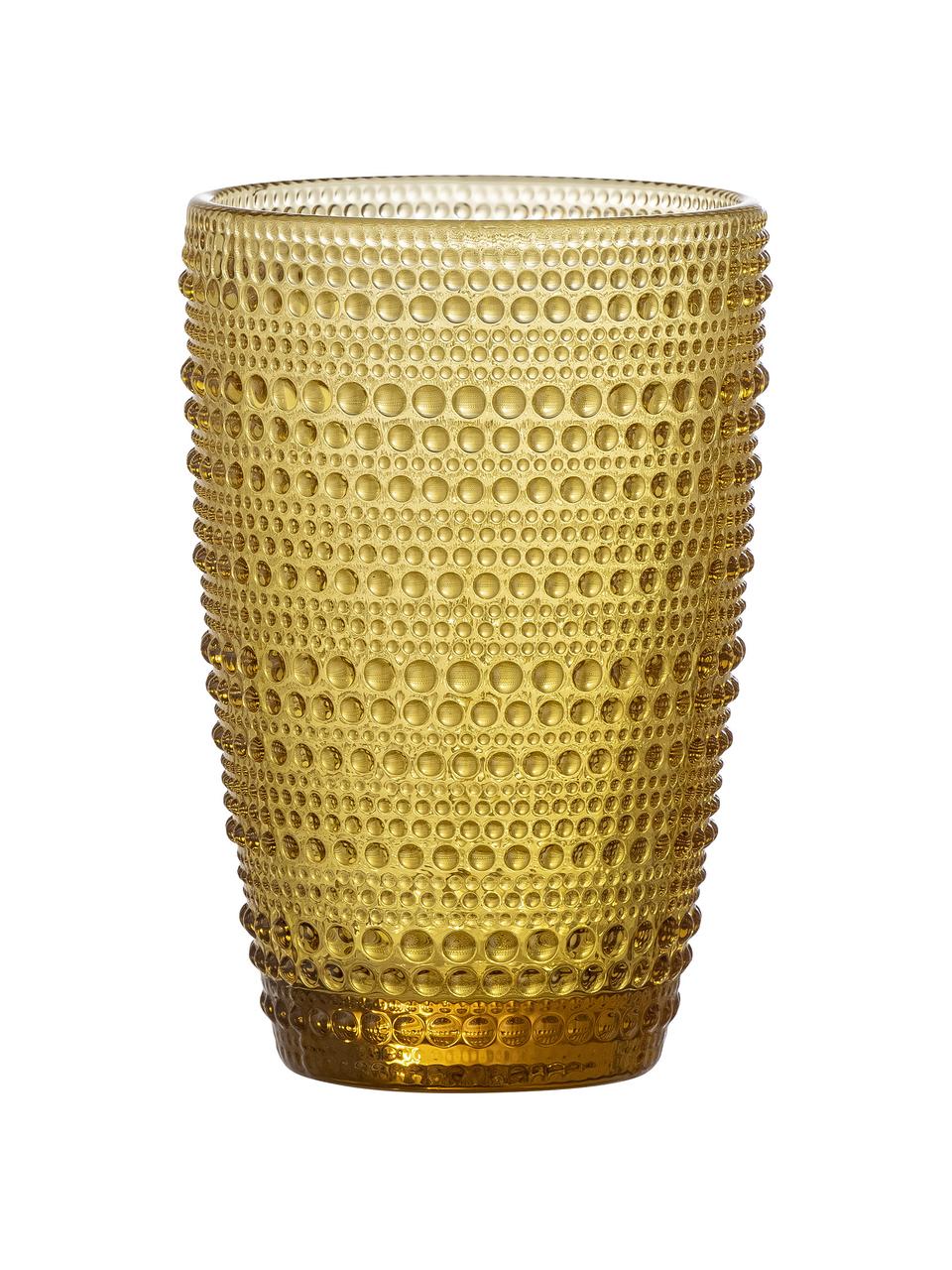 Bicchiere acqua giallo con motivo strutturato Blia, Vetro colorato, Giallo, Ø 9 x Alt. 13 cm, 375 ml