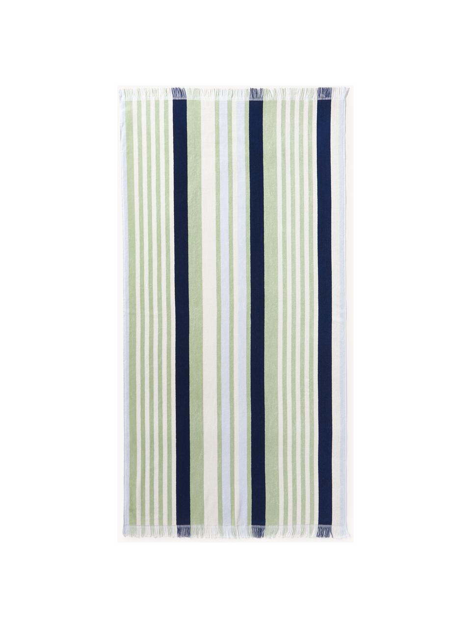 Ręcznik plażowy z frędzlami Miri, Jasny zielony, ciemny niebieski, jasny żółty, S 90 x D 170 cm