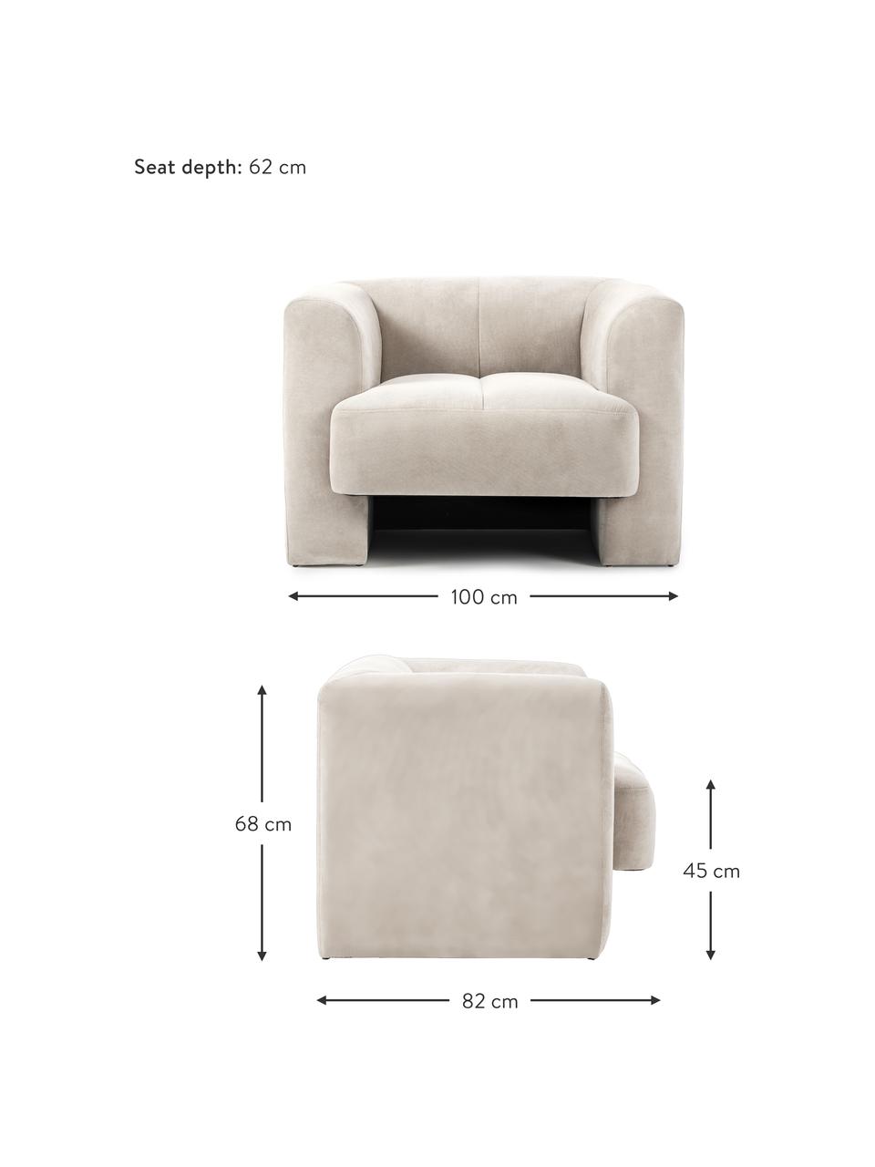Sessel Bobi, Bezug: 88 % Polyester, 12 % Nylo, Gestell: Massives Kiefernholz, Webstoff Cremeweiß, B 100 x T 82 cm