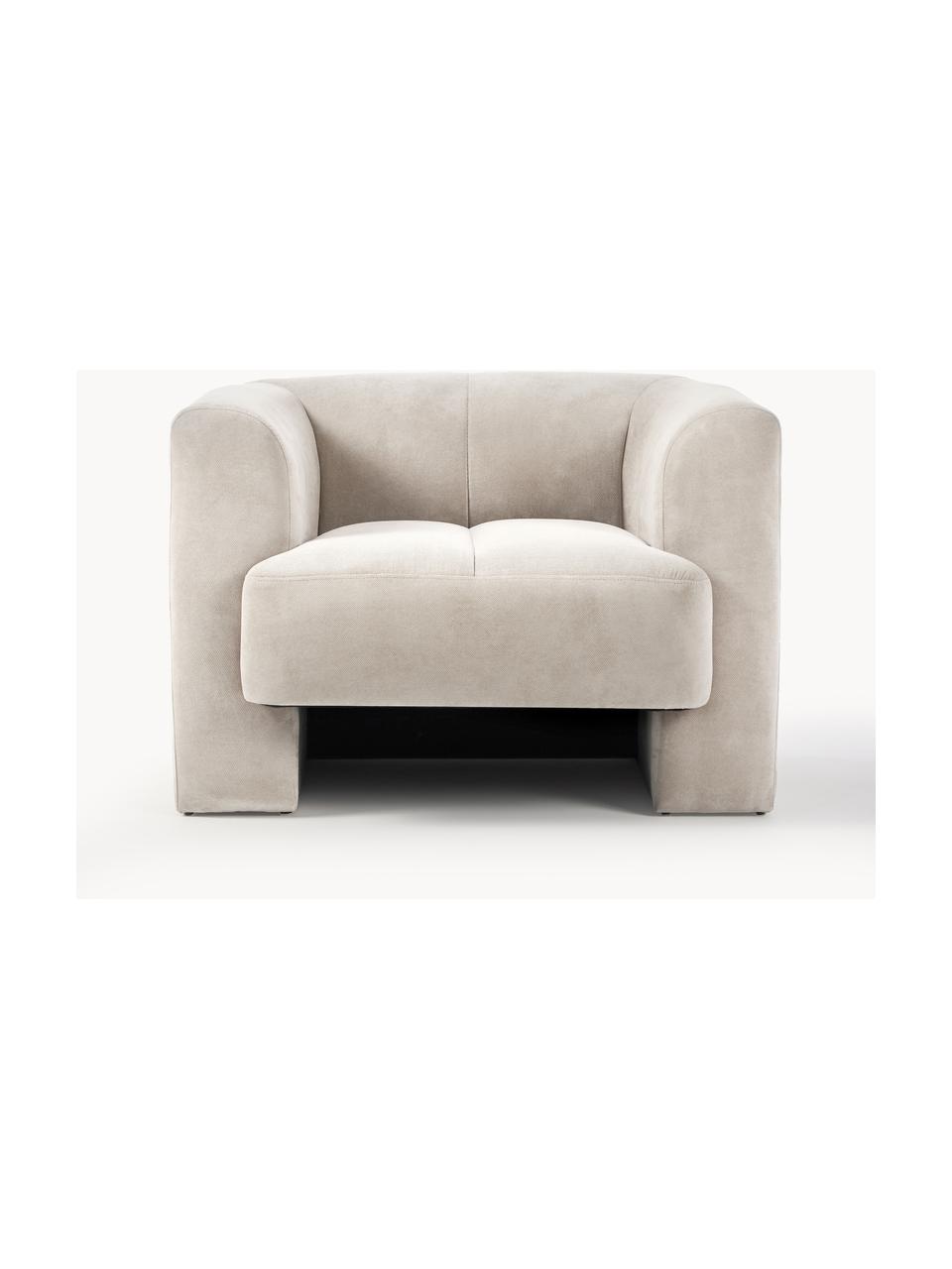 Fauteuil Bobi, Bekleding: 88% polyester, 12% nylon , Frame: massief grenenhout Dit pr, Geweven stof crèmewit, B 100 x D 82 cm