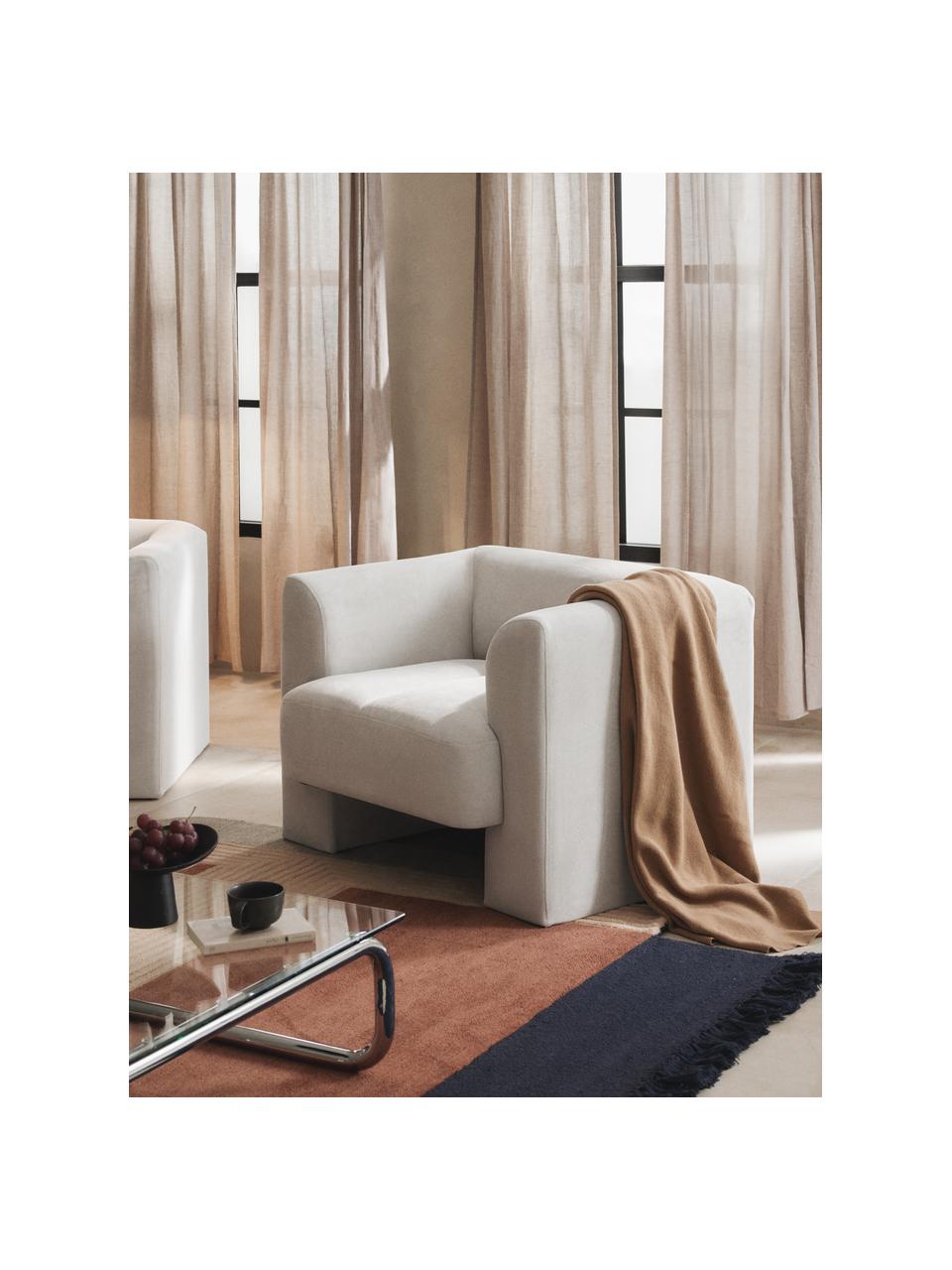 Sillón Bobi, Tapizado: 88% poliéster, 12% nylon , Estructura: madera de pino maciza Est, Tejido blanco crema, An 100 x F 82 cm