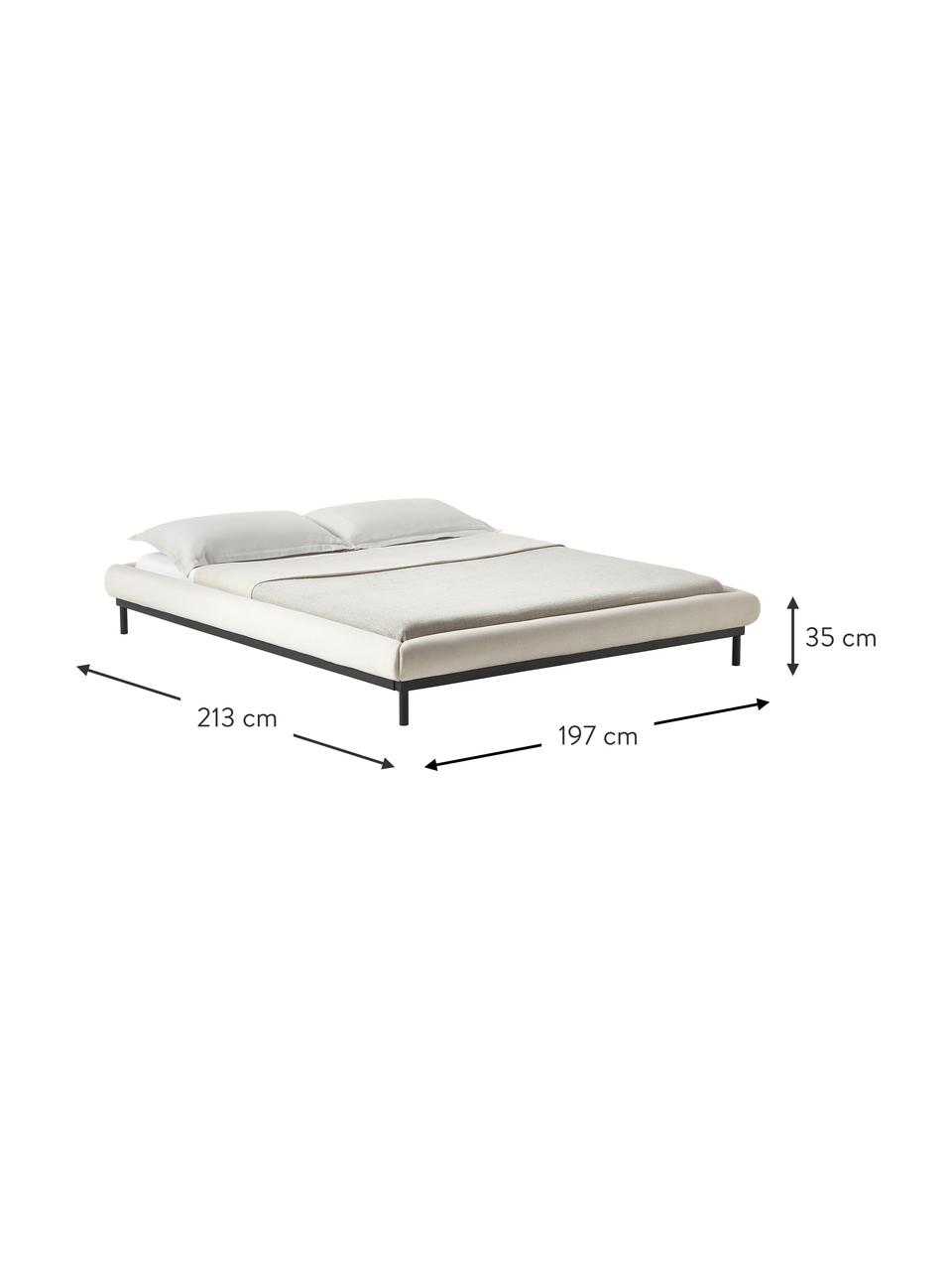 Polsterbett Meya ohne Kopfteil, Bezug: Fein strukturierter Webst, Korpus: Metall, pulverbeschichtet, Webstoff Beige, B 140 x L 200 cm