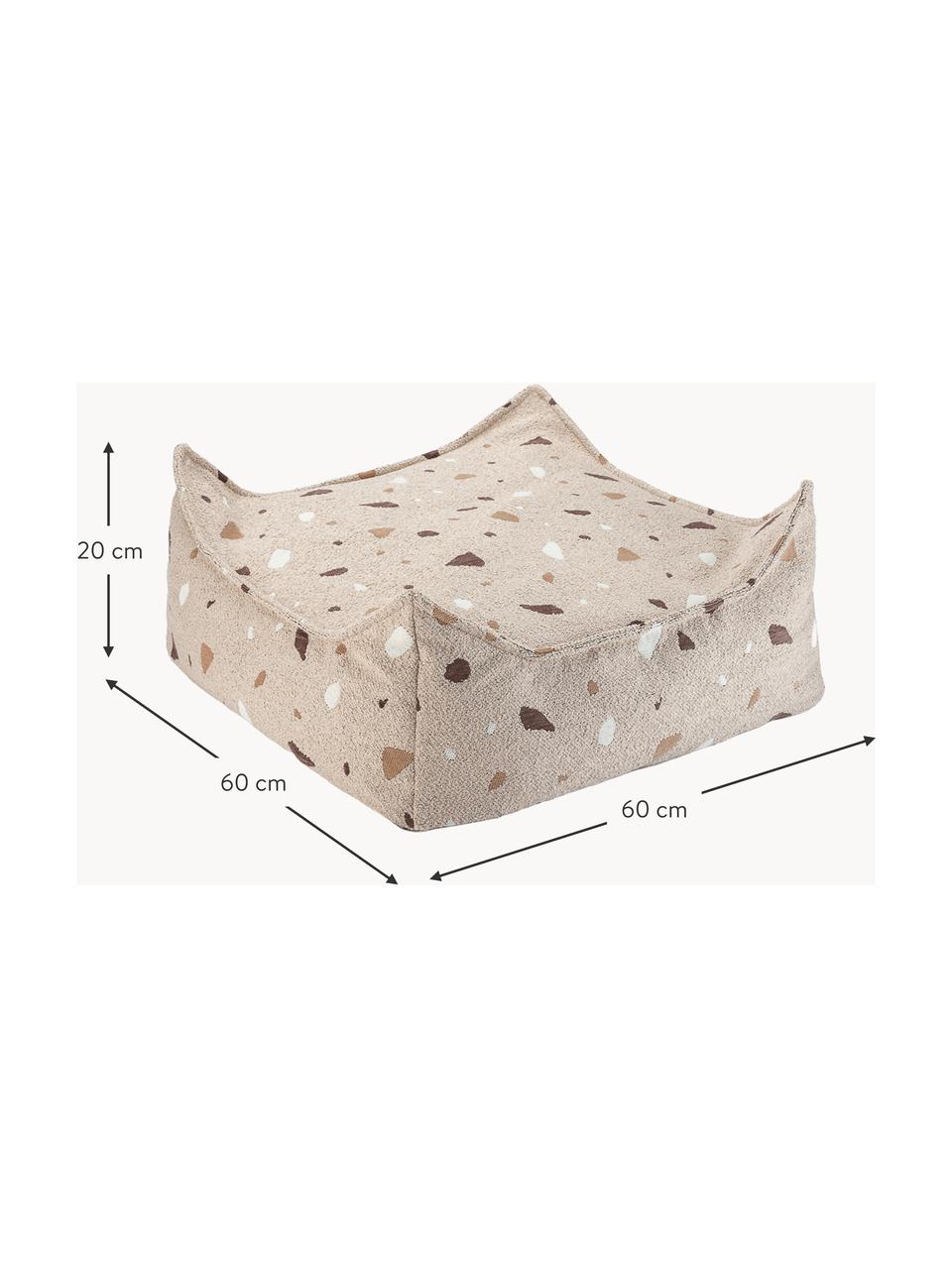 Coussin de sol en bouclette pour enfants fait main Sugar, Bouclette beige, aspect terrazzo, larg. 60 x haut. 60 cm