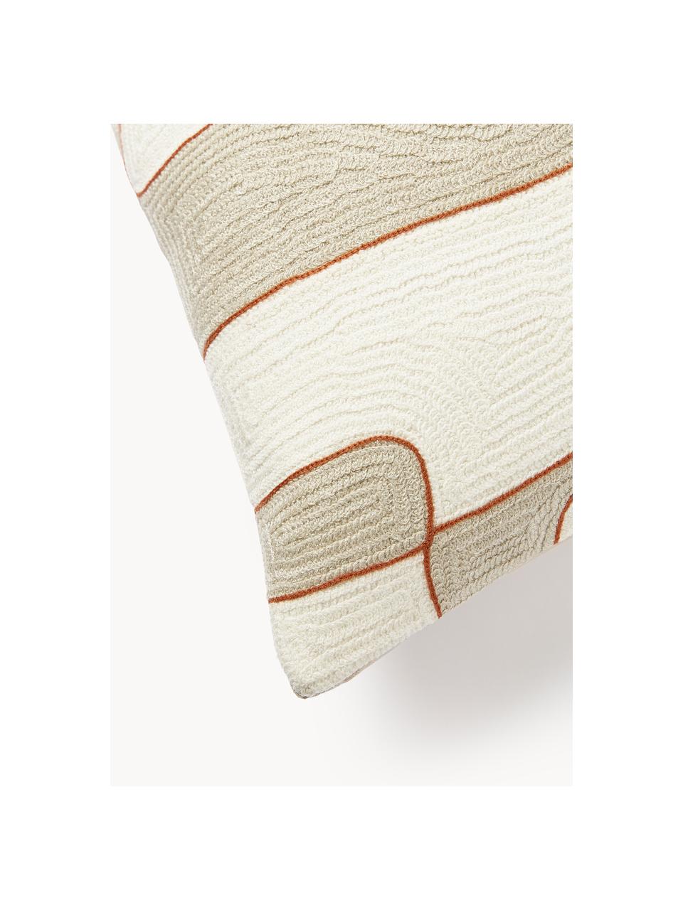 Housse de coussin 50x50 avec motif abstrait Kobe, Blanc cassé, beige, terracotta, larg. 50 x long. 50
