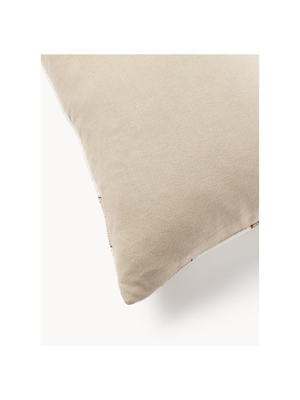 Housse de coussin 50x50 avec motif abstrait Kobe, Blanc cassé, beige, terracotta, larg. 50 x long. 50