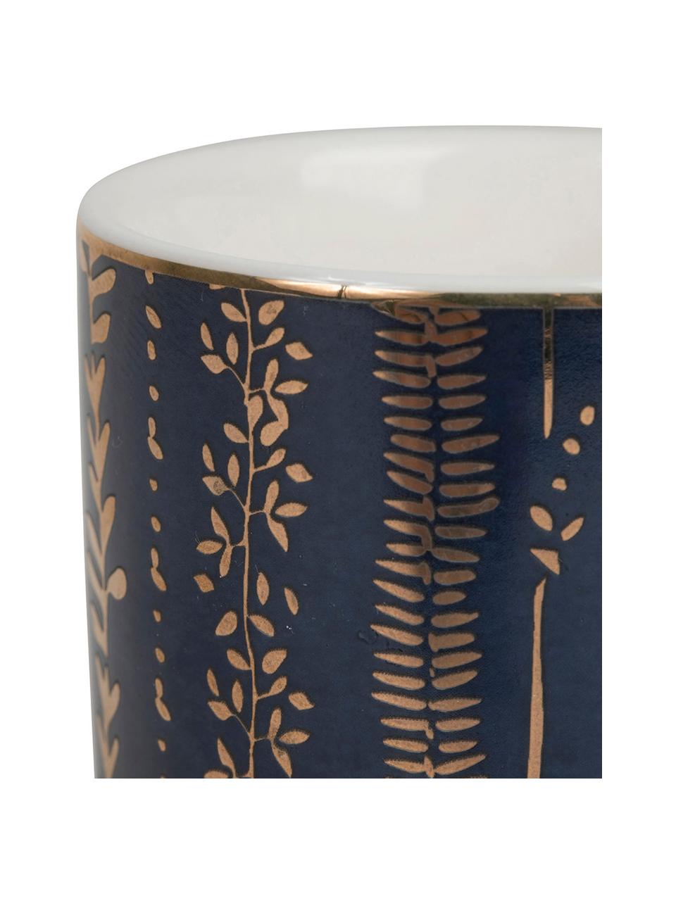 Set de tazas de café con platito Veg-Gold, 8 pzas., Porcelana, bambú, Rosa, azul, Ø 6 x Al 7 cm