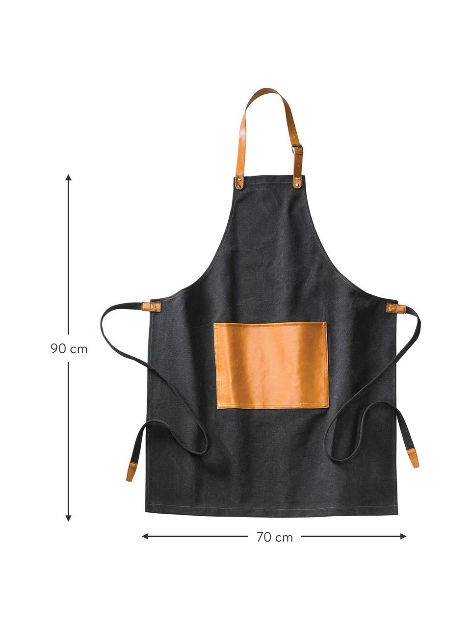 Delantal Asado, Negro, marrón, An 70 x L 90 cm