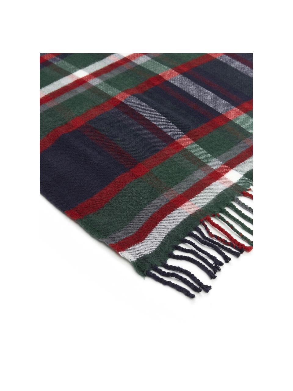 Plaid a quadri con frange Tartan, 100% acrilico, Multicolore, Larg. 130 x Lung. 170 cm