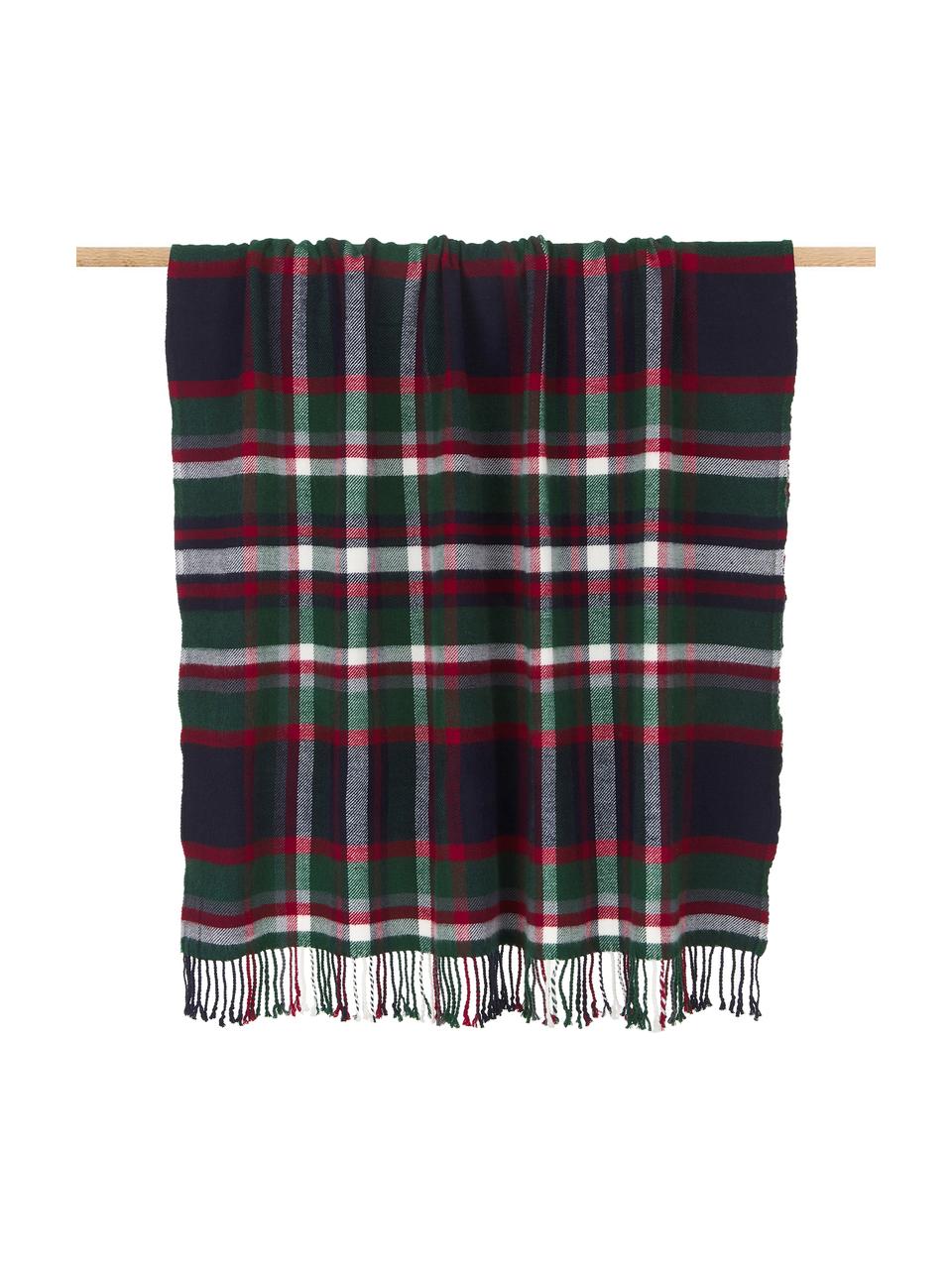 Kariertes Plaid Tartan mit Fransen, 100% Acryl, Mehrfarbig, 130 x 170 cm