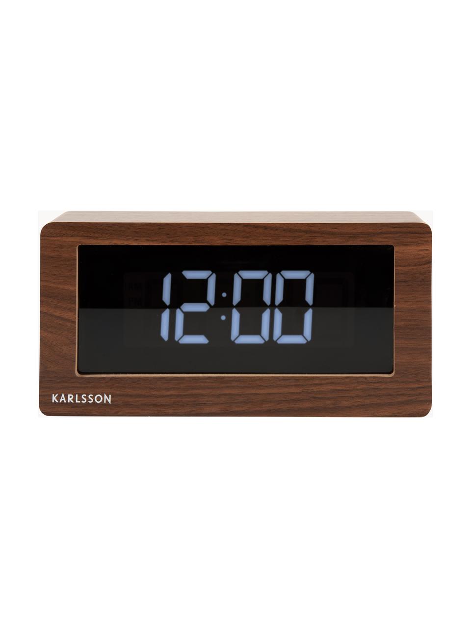 LED hodiny Boxed, Dřevěná dýha, Dřevo, černá, Š 25 cm, V 13 cm