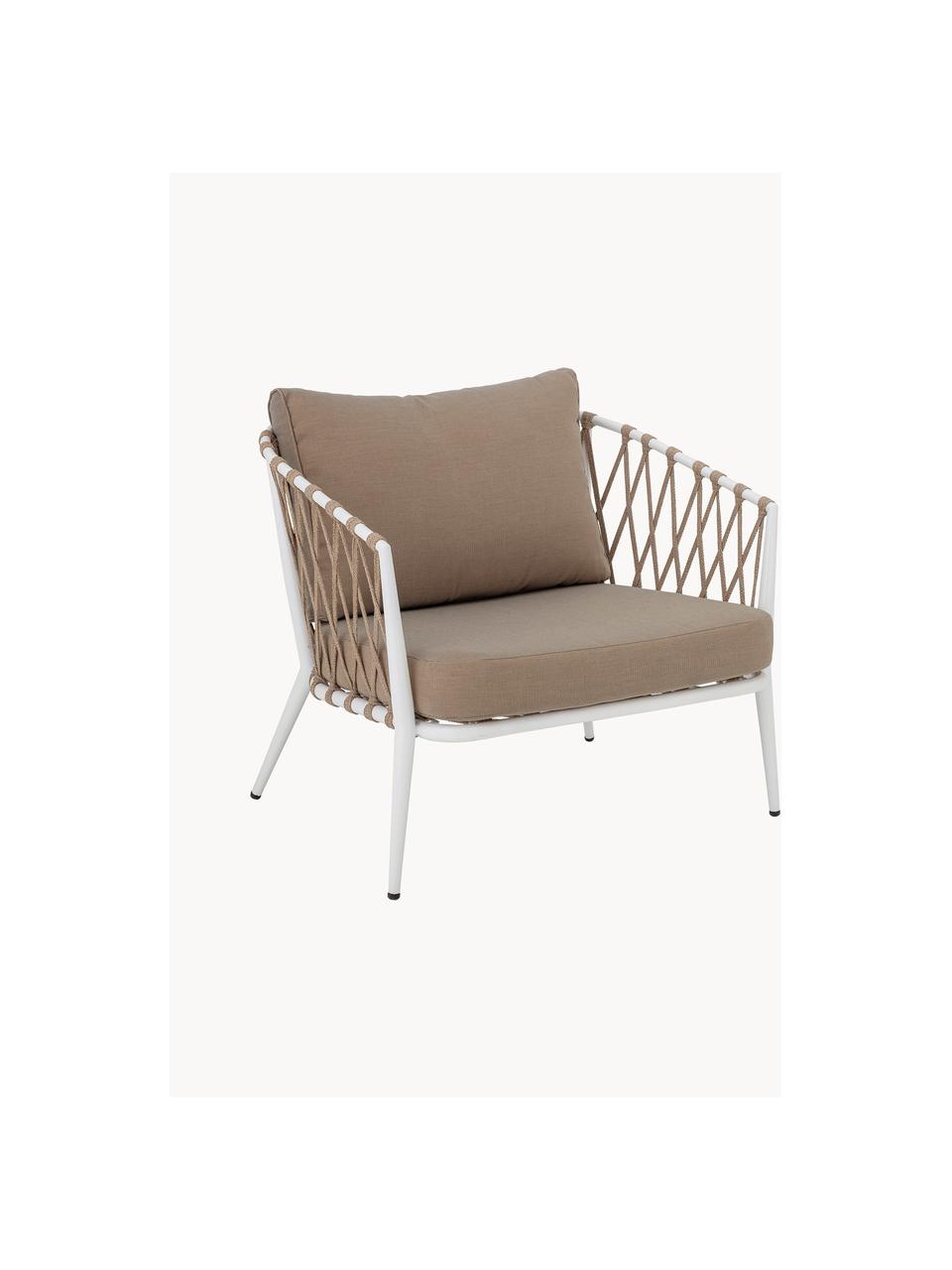 Loungefauteuil Cia, Bekleding: 100% polyester, Frame: gepoedercoat ijzer, Geweven stof taupe, wit, B 72 x D 78 cm