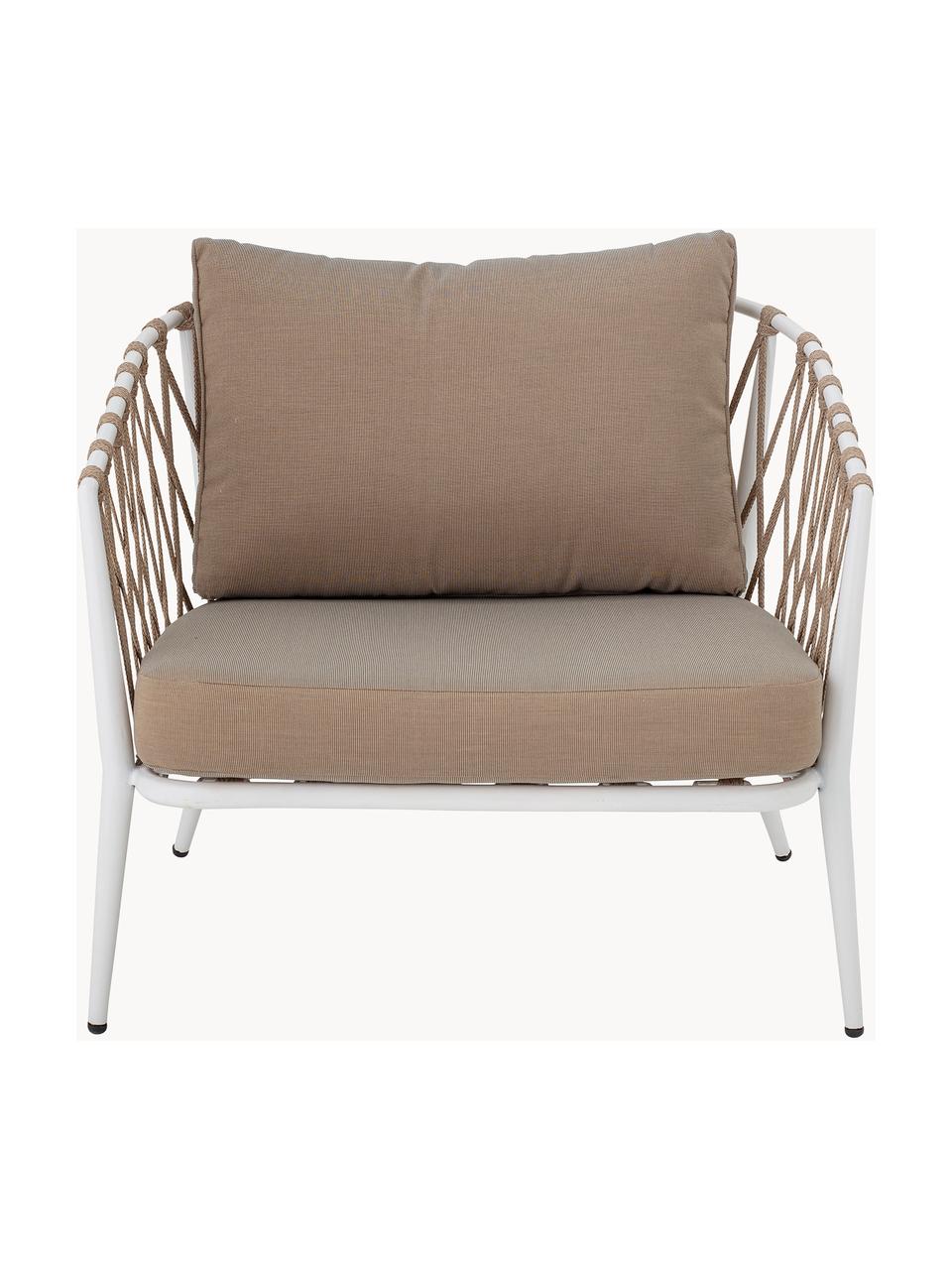 Fotel wypoczynkowy Cia, Tapicerka: 100% poliester, Stelaż: żelazo malowane proszkowo, Taupe tkanina, biały, S 72 x G 78 cm