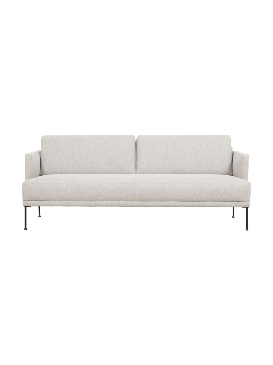 Divano 3 posti con piedini in metallo Fluente, Rivestimento: 80% poliestere, 20% ramiè, Struttura: legno di pino massiccio, Piedini: metallo verniciato a polv, Tessuto beige, Larg. 196 x Prof. 85 cm