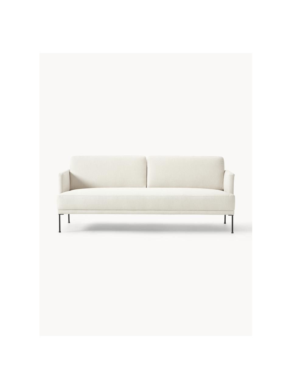 Sofa Fluente (3-osobowa), Tapicerka: 80% poliester, 20% ramia , Stelaż: lite drewno sosnowe z cer, Nogi: metal malowany proszkowo, Jasnobeżowa tkanina, S 196 x G 85 cm