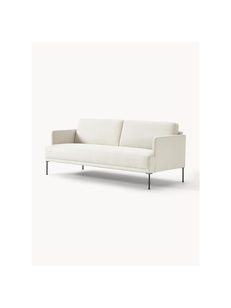 Sofa Fluente (3-osobowa), Tapicerka: 80% poliester, 20% ramia , Stelaż: lite drewno sosnowe z cer, Nogi: metal malowany proszkowo, Jasnobeżowa tkanina, S 196 x G 85 cm