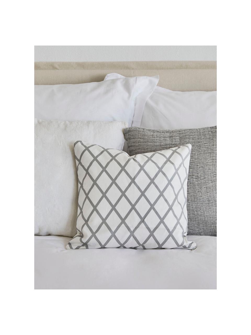 Housse de coussin 40x40 gris et blanc Romy, Gris, crème