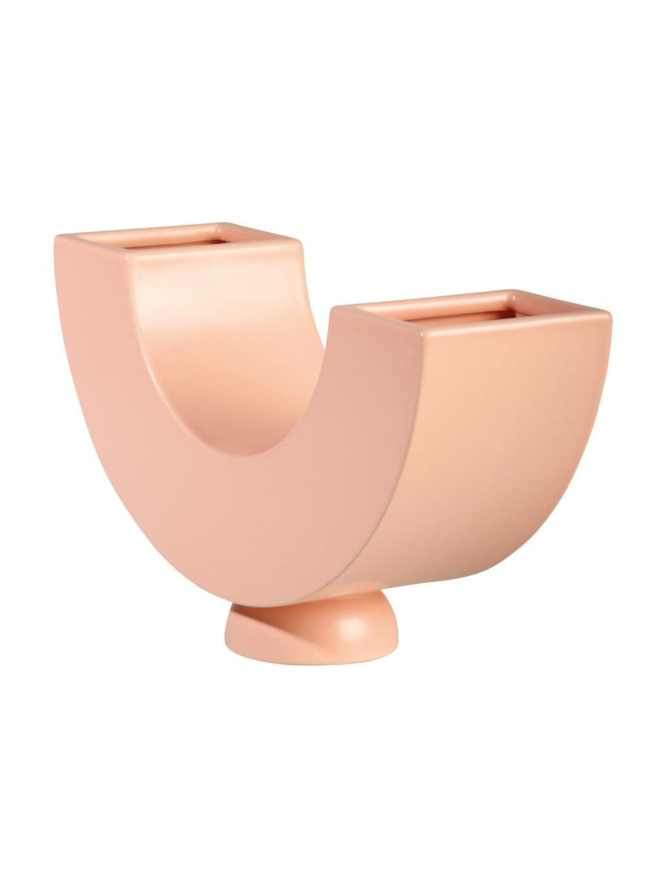 Komplet wazonów z porcelany Curve, 2 elem., Porcelana, Blady różowy, lila, S 24 cm x W 17 cm