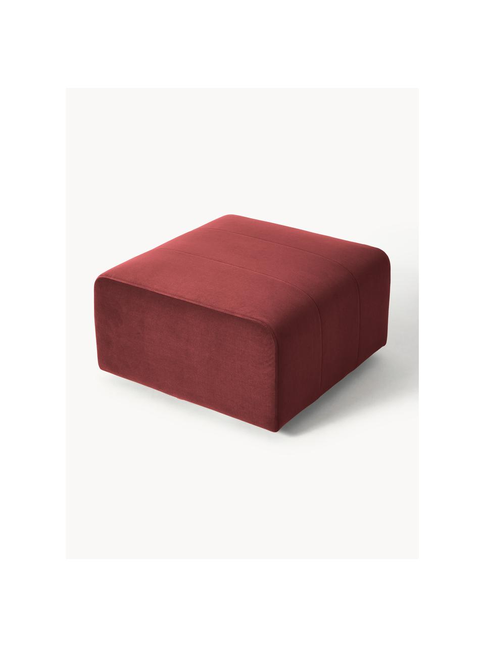 Sofa-Hocker Lena aus Samt, Bezug: Samt (100 % Polyester) De, Gestell: Kiefernholz, Schichtholz,, Füße: Kunststoff, Samt Weinrot, B 76 x T 76 cm