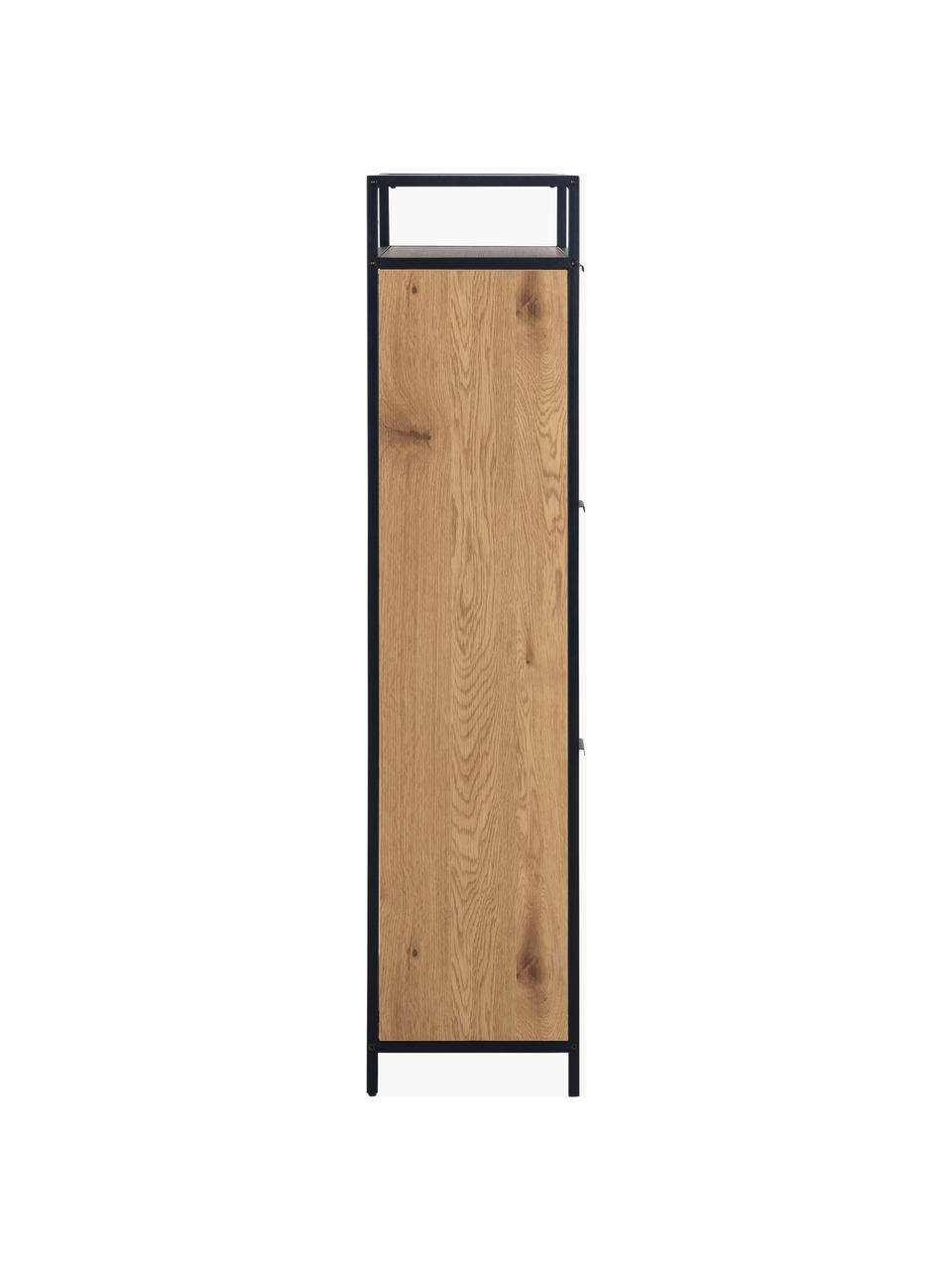 Zapatero de madera con compartimentos plegables Seaford, Cuerpo: tablero de fibra de densi, Madera, negro, An 56 x Al 129 cm